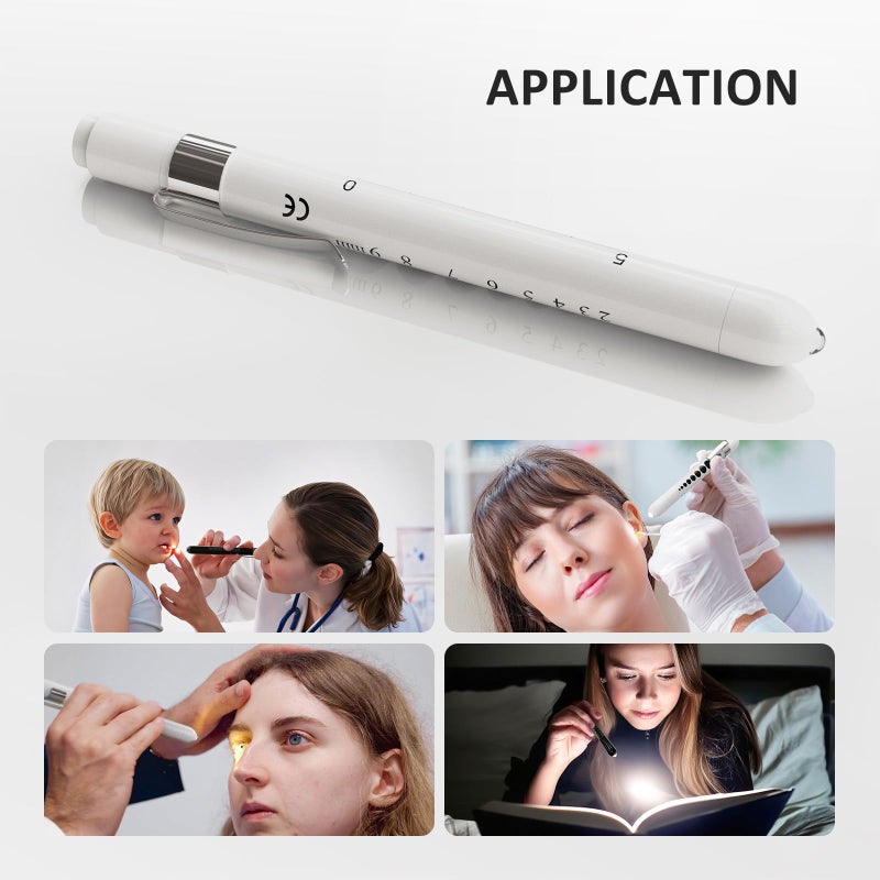 CAVN Pen Light with Pupil Gauge LED Penlight for Nurses Doctors, 2 Pcs Reusable Medical Penlight for Nursing Students (Black/White) - Image 5